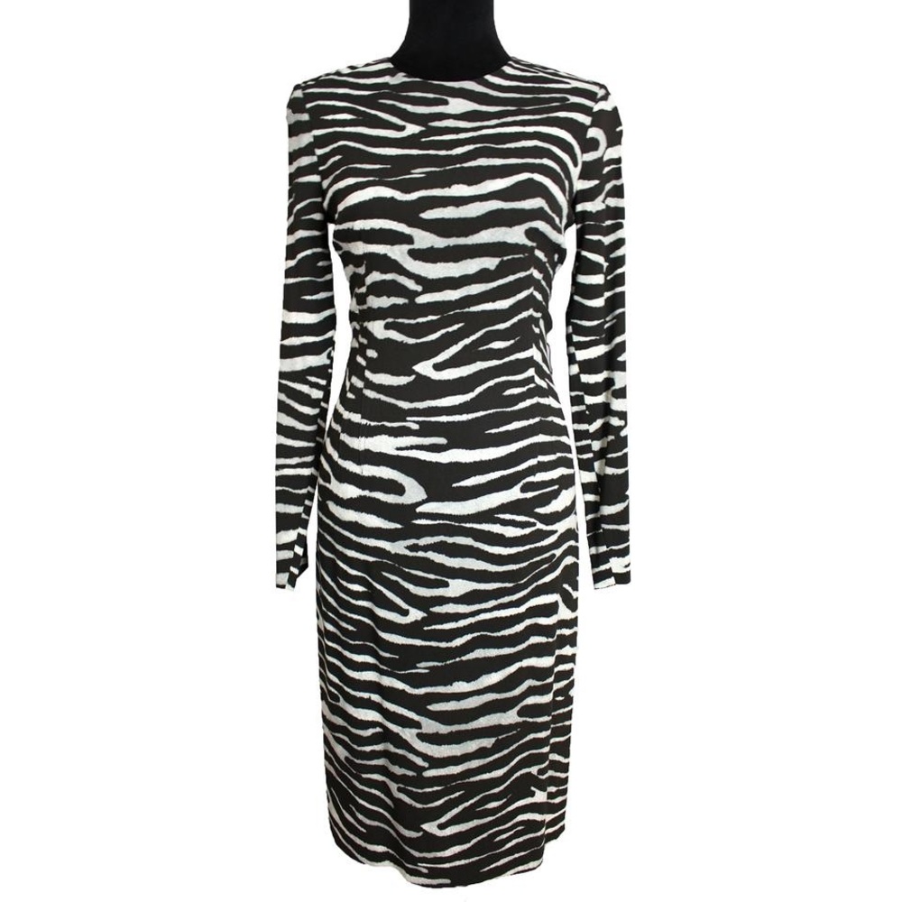 Michael Kors Collection long sleeve zebra print dress with belt